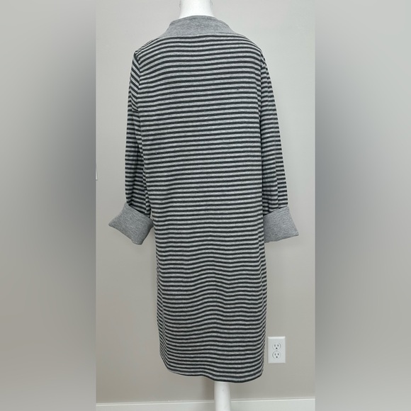 Soft Surroundings Chill Time dress cotton grey gray white long sleeve cozy comfy - Picture 3 of 11